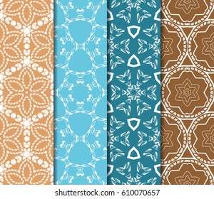 set of modern geometric pattern of small square and triangular elements. vector illustration