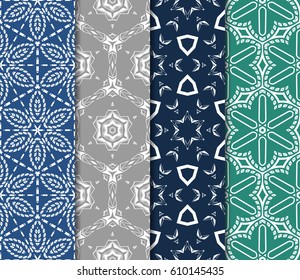 set of modern geometric pattern of small square and triangular elements. vector illustration