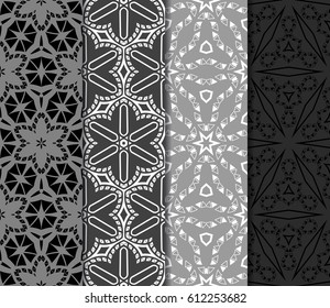 set of modern geometric pattern of small square and triangular elements. vector illustration