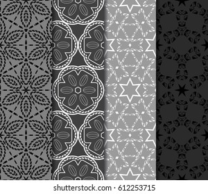set of modern geometric pattern of small square and triangular elements. vector illustration
