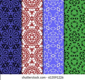 set of modern geometric pattern of small square and triangular elements. vector illustration