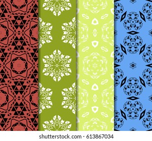 set of modern geometric pattern of small square and triangular elements. vector illustration