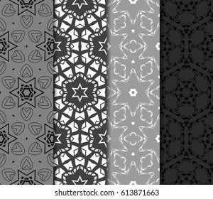 set of modern geometric pattern of small square and triangular elements. vector illustration