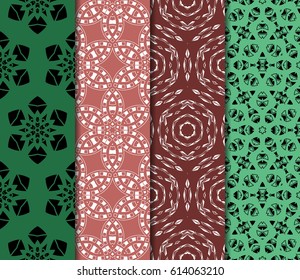 set of modern geometric pattern of small square and triangular elements. vector illustration