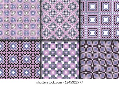 Set of Modern Geometric Pattern. Vector illustration. For fabric, textile, bandana, scarg, colored print.