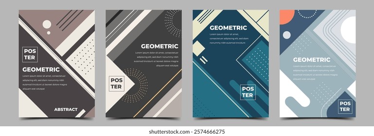 Set of modern geometric poster with abstract, clean, and professional designs. Usable for poster, social media post, card, cover.