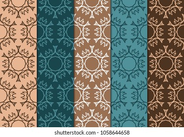 set of modern geometric seamless pattern art deco background. Luxury texture for wallpaper, invitation. Vector illustration.