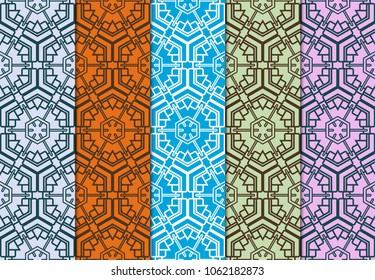 set of modern geometric seamless pattern art deco background. Luxury texture for wallpaper, invitation. Vector illustration.