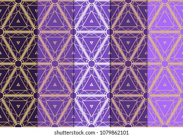 set of modern geometric seamless pattern art deco background. Luxury texture for wallpaper, invitation. Vector illustration.