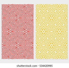 set of modern geometric seamless pattern. vector illustration. yellow, red, grey color. for design invitation, interior wallpaper, cover card
