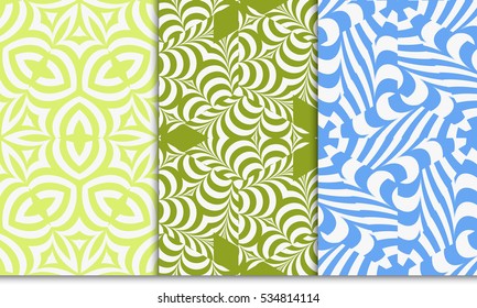 set of modern geometric seamless pattern. vector illustration. blue, green color. for design invitation, cover card