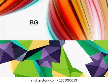 Set of modern geometric shapes abstract backgrounds. Vector illustrations for covers, banners, flyers and posters and other