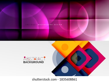Conjunto de formas geométricas modernas de fondo abstracto. Ilustraciones vectoriales para portadas, pancartas, volantes y carteles y otros
