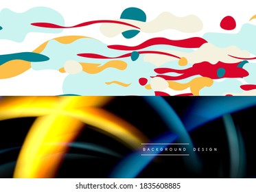 Set of modern geometric shapes abstract backgrounds. Vector illustrations for covers, banners, flyers and posters and other