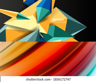 Set of modern geometric shapes abstract backgrounds. Vector illustrations for covers, banners, flyers and posters and other