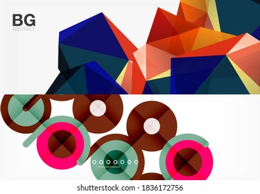 Set of modern geometric shapes abstract backgrounds. Vector illustrations for covers, banners, flyers and posters and other