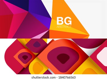 Set of modern geometric shapes abstract backgrounds. Vector illustrations for covers, banners, flyers and posters and other