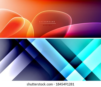 Set of modern geometric shapes abstract backgrounds. Vector illustrations for covers, banners, flyers and posters and other