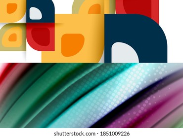 Conjunto de formas geométricas modernas de fondo abstracto. Ilustraciones vectoriales para portadas, pancartas, volantes y carteles y otros