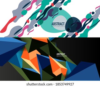Conjunto de formas geométricas modernas de fondo abstracto. Ilustraciones vectoriales para portadas, pancartas, volantes y carteles y otros