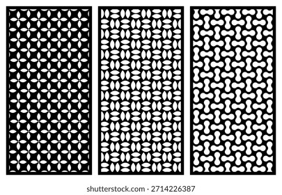 Conjunto de paneles de Vector geométricos modernos con patrones intrincados para pantallas decorativas, divisores y diseño arquitectónico