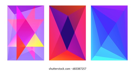 Set of modern geometrical abstract background. Triangular backdrop. Bright wallpaper. geometric, colorful pattern. creative concept. vector illustration collection for booklet, cover, magazine, banner