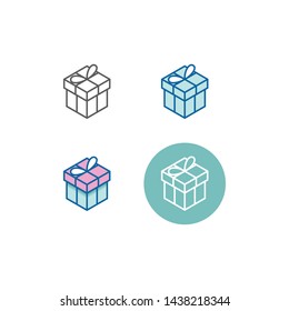 Set Modern Gift Icons Isometric 3d for electronic commerce store all company shopping business internet with high end look