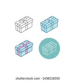 Set Modern Gift Icons Isometric 3d for electronic commerce store all company shopping business internet with high end look