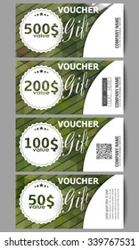 Set of modern gift voucher templates. Polygonal design vector, colorful geometric triangular backgrounds.