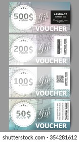 Set of modern gift voucher templates.  Abstract vector background of digital technologies, cyber space.