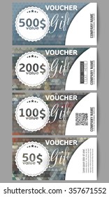 Set of modern gift voucher templates. Polygonal design vector, colorful geometric triangular backgrounds.