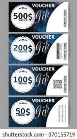 Set of modern gift voucher templates. Polygonal design vector, colorful geometric triangular backgrounds.