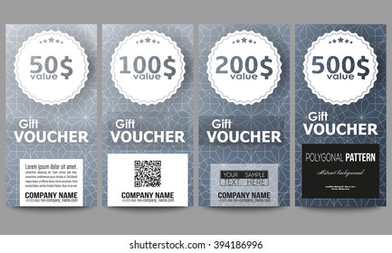 Set of modern gift voucher templates. Abstract floral business background, modern stylish vector texture.