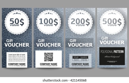 Set of modern gift voucher templates. Abstract floral business background, modern stylish vector texture.