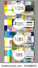Set of modern gift voucher templates. Abstract colorful business background, modern stylish vector texture.