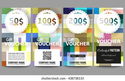 Set of modern gift voucher templates. Abstract colorful business background, modern stylish vector texture.