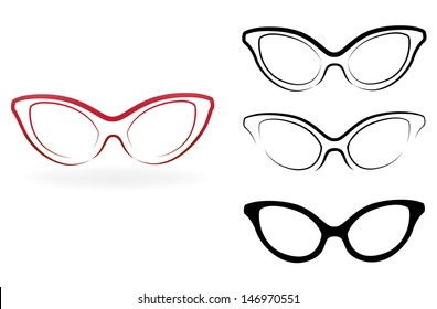 Set of modern glasses, vector illustration isolated on white background