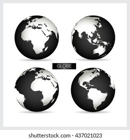 Set of modern Globe, vector illustration.