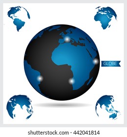 Set of modern Globe, vector illustration.