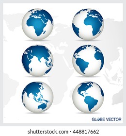 Set of modern Globe, vector illustration.