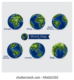 Set of modern Globe, vector illustration.