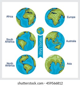 Set of modern Globe, vector illustration.
