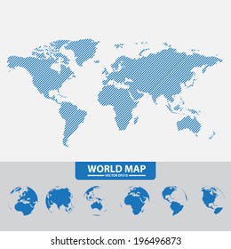 Set of modern globes