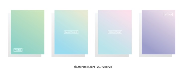 Set of modern gradient abstract background. 2D color, colorful design for vertical poster, flyer, banner, backdrop. Vector illustration isolated EPS 10.