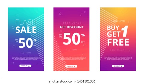 set modern gradient background flash sale banner , template ,  can use for, website, mobile app, poster, flyer, coupon, gift card, smartphone template, web design