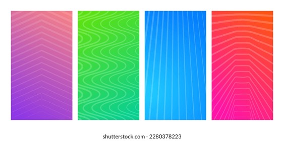 Set of modern gradient backgrounds with lines. Header banner. Bright geometric abstract presentation backdrops. Vector illustration