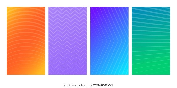 Set of modern gradient backgrounds with lines. Header banner. Bright geometric abstract presentation backdrops. Vector illustration