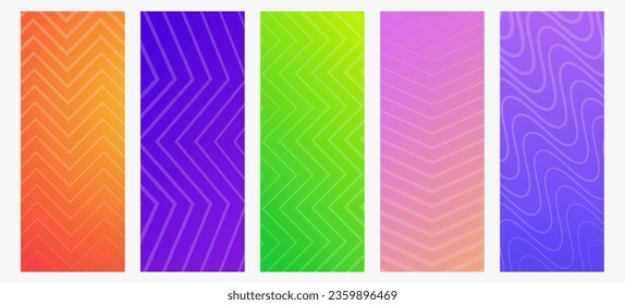 Set of modern gradient backgrounds with lines. Header banner. Bright geometric abstract presentation backdrops. Vector illustration