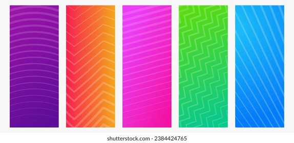 Set of modern gradient backgrounds with lines. Header banner. Bright geometric abstract presentation backdrops. Vector illustration