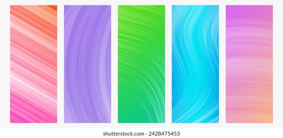 Set of modern gradient backgrounds with wave lines. Header banner. Bright geometric abstract presentation backdrops. Vector illustration